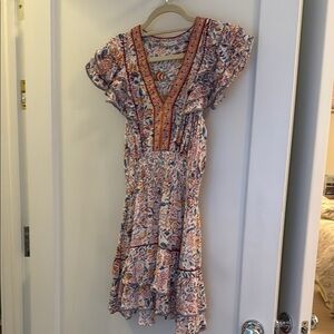 Floral Bohemian Dress with Ruffle Sleeves